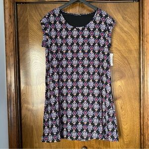 NWT Madison Paige Large Women’s Paisley Multicolor Short Sleeve Midi Dress Lined